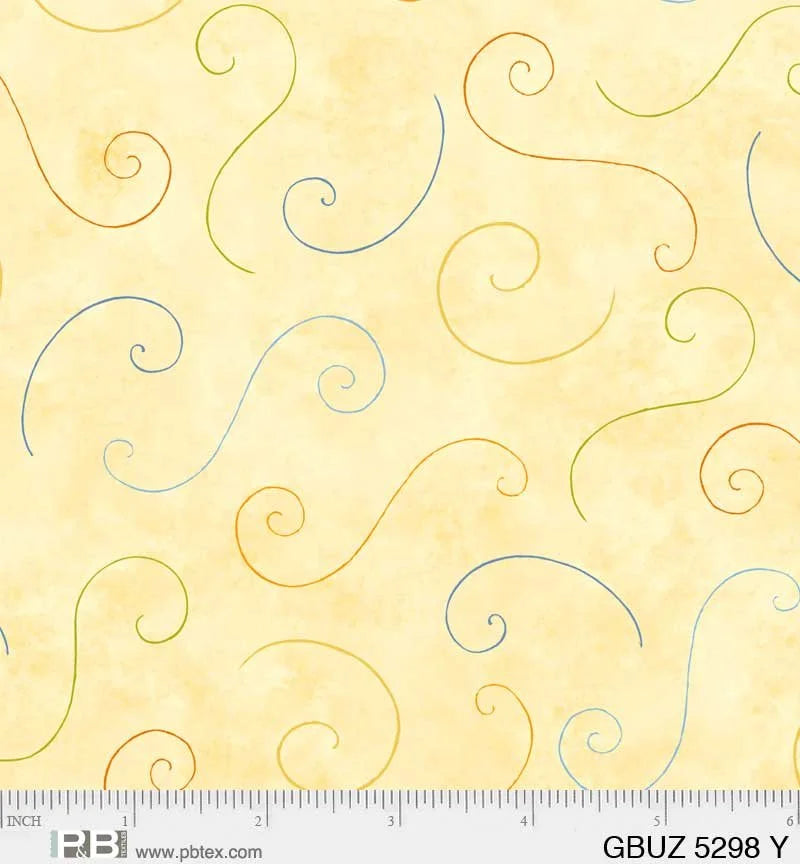 Garden Buzz quilting fabric 05298 Y in gold and cream palette with yellow accents