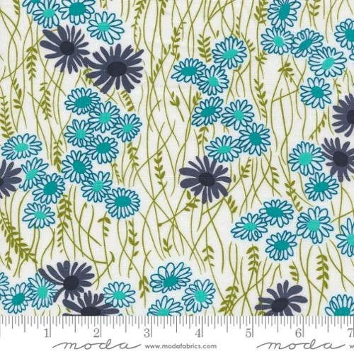Color Crush quilting fabric 10881 11 in aqua and cream palette with white and ivory accents