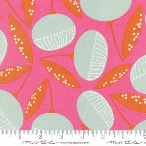 Balisong quilting fabric 11660 14 in pink and ivory palette with orange and red accents