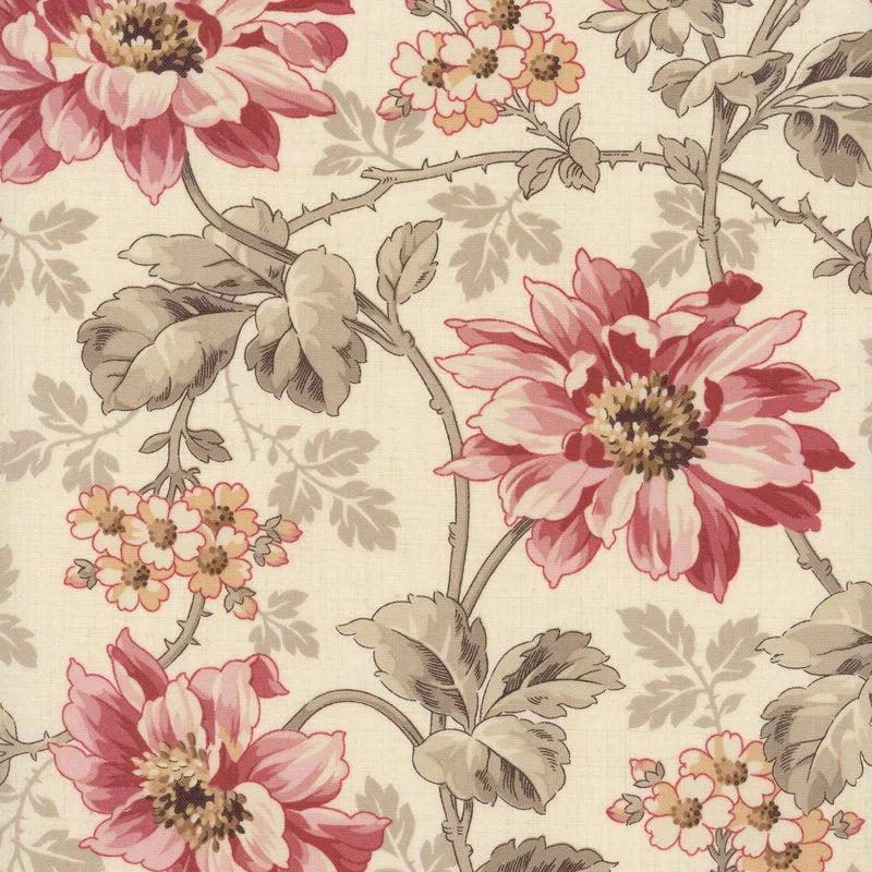 Joie De Vivre quilting fabric 13980 11 in cream and pink palette with gold and peach accents