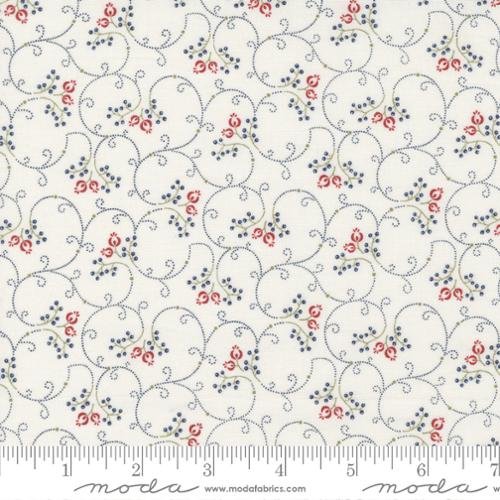 Patriotic quilting fabric 14947 11 in white and ivory palette with pink accents