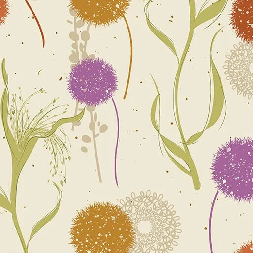Wishflower quilting fabric 16691 38 in cream and yellow palette with mauve accents