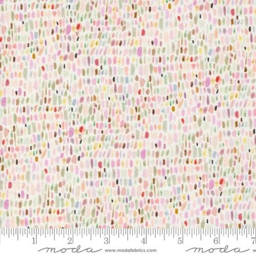 Blooming Lovely quilting fabric 16977 11 in white and cream palette with ivory and pink accents