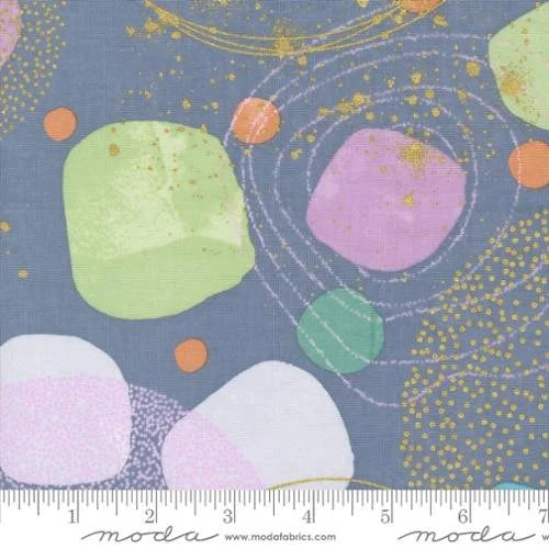 Flirtation quilting fabric 1830 12M in blue and green palette with gray and pink accents