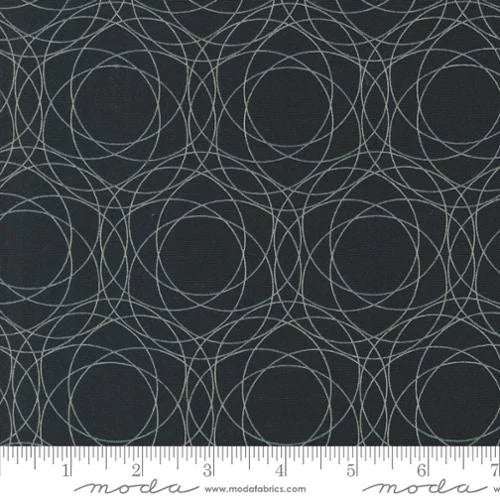 Zen Chic quilting fabric 1843 16 in aqua and navy palette with charcoal and black accents