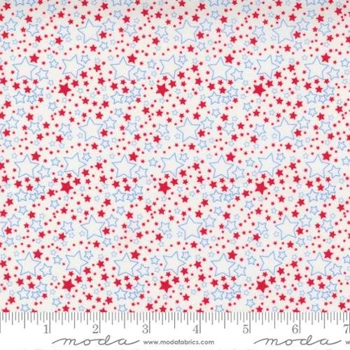 Patriotic quilting fabric 20764 11 in white and pink palette with ivory accents