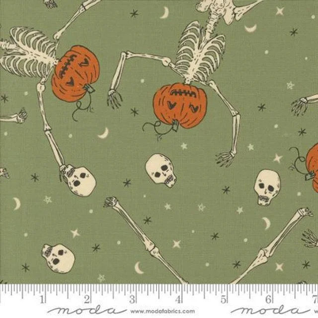 Home Sweet Haunt quilting fabric 20913 15 in yellow and tan palette with orange accents