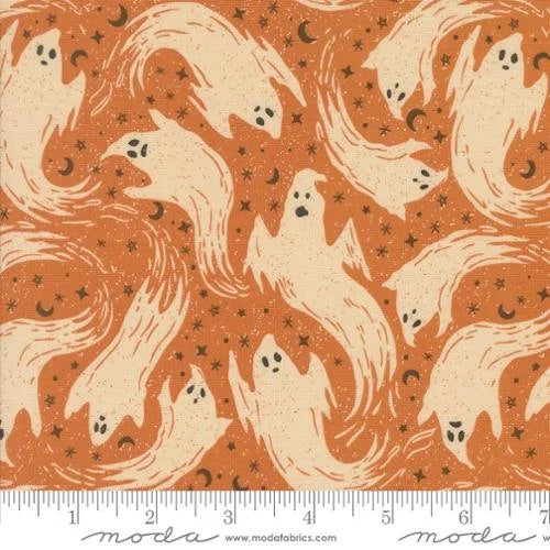 Home Sweet Haunt quilting fabric 20914 14 in orange and gold palette with peach accents
