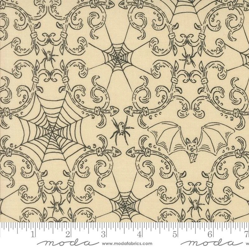 Home Sweet Haunt quilting fabric 20917 11 in cream and tan palette with gold accents
