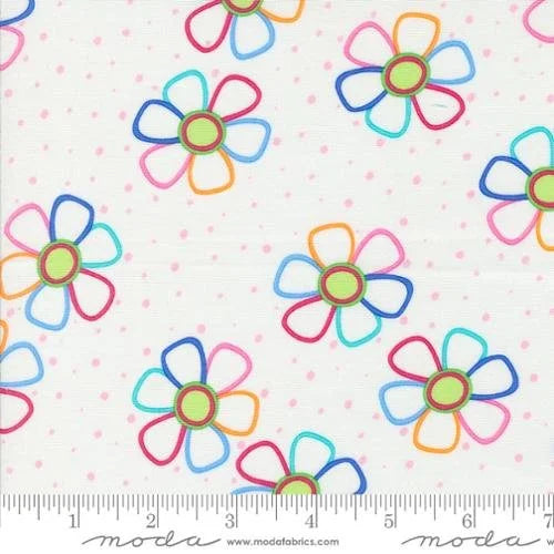 Fiesta quilting fabric 22471 11 in white and blue palette with pink accents