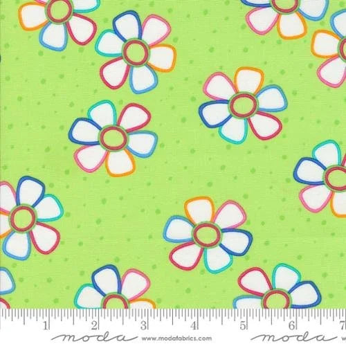 Fiesta quilting fabric 22471 20 in green and white palette with gold and pink accents