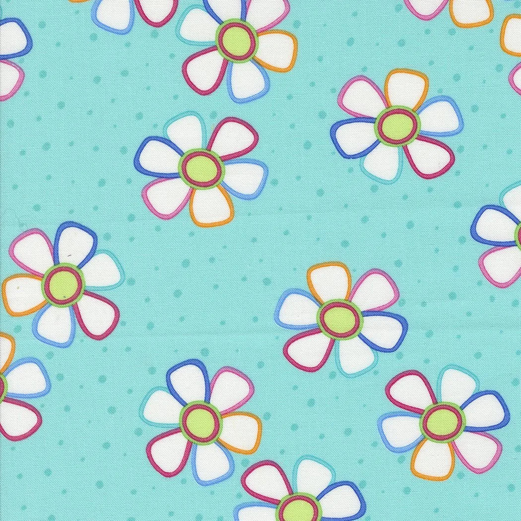 Fiesta quilting fabric 22471 23 in aqua and white palette with blue accents