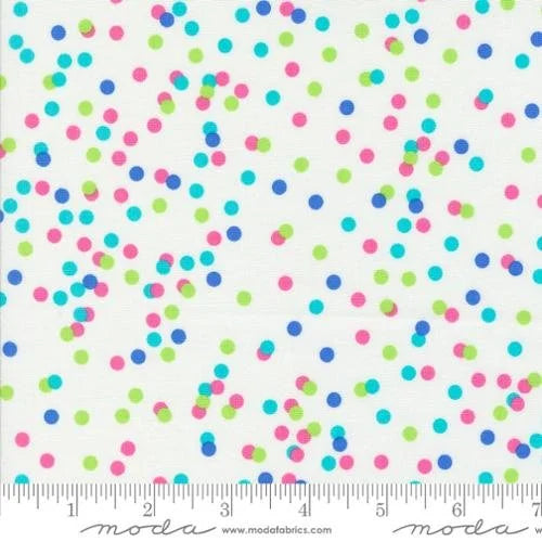 Fiesta quilting fabric 22472 11 in white and aqua palette with green and pink accents