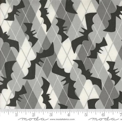 Fab-boo-lous quilting fabric 22481 21 in gray and charcoal palette with ivory and white accents
