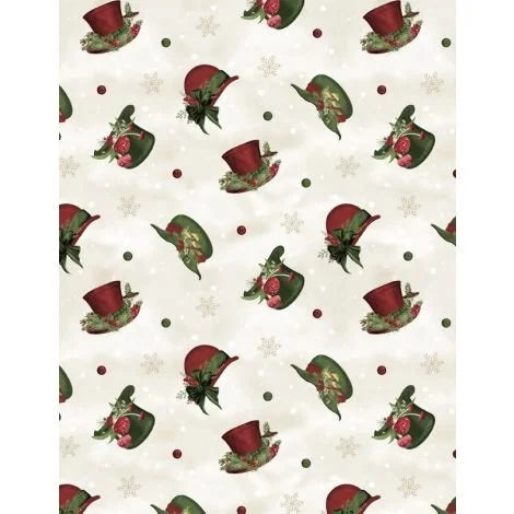 Woodland Snowmen quilting fabric 27738 273 in white and ivory palette