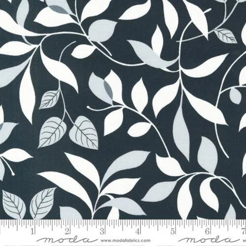 Concrete Jungle quilting fabric 33723 16 in navy and ivory palette with white and gray accents