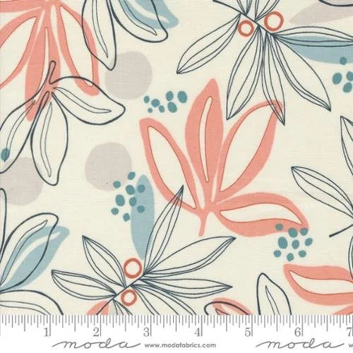 Melrose quilting fabric 33780 11 in white and ivory palette with pink and cream accents