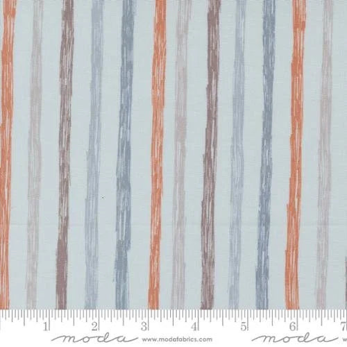 Chirp quilting fabric 39037 19 in ivory and blue palette with peach and gray accents
