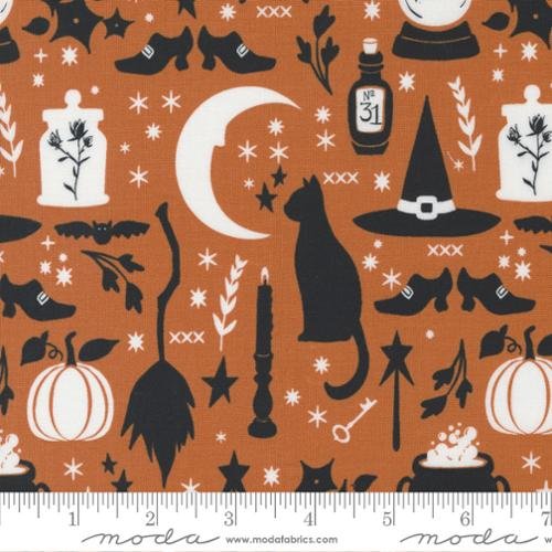 Halloween quilting fabric 43140 13 in orange and rust palette with peach and charcoal accents