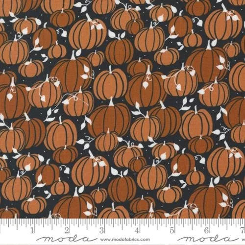 Halloween quilting fabric 43141 12 in rust and orange palette with charcoal and gray accents