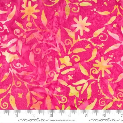Batiks quilting fabric 4366 11 in pink and red palette with gold accents
