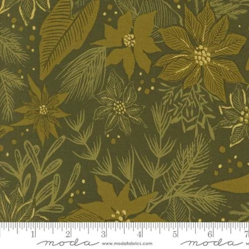 Old World Yuletide quilting fabric 45623 22 in yellow and brown palette