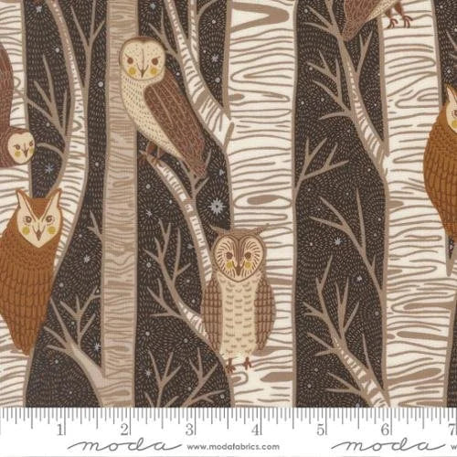 Night Owl quilting fabric 48420 24 in rust and cream palette with gold and tan accents