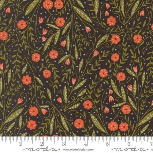 Night Owl quilting fabric 48424 24 in brown and rust palette with burgundy and yellow accents