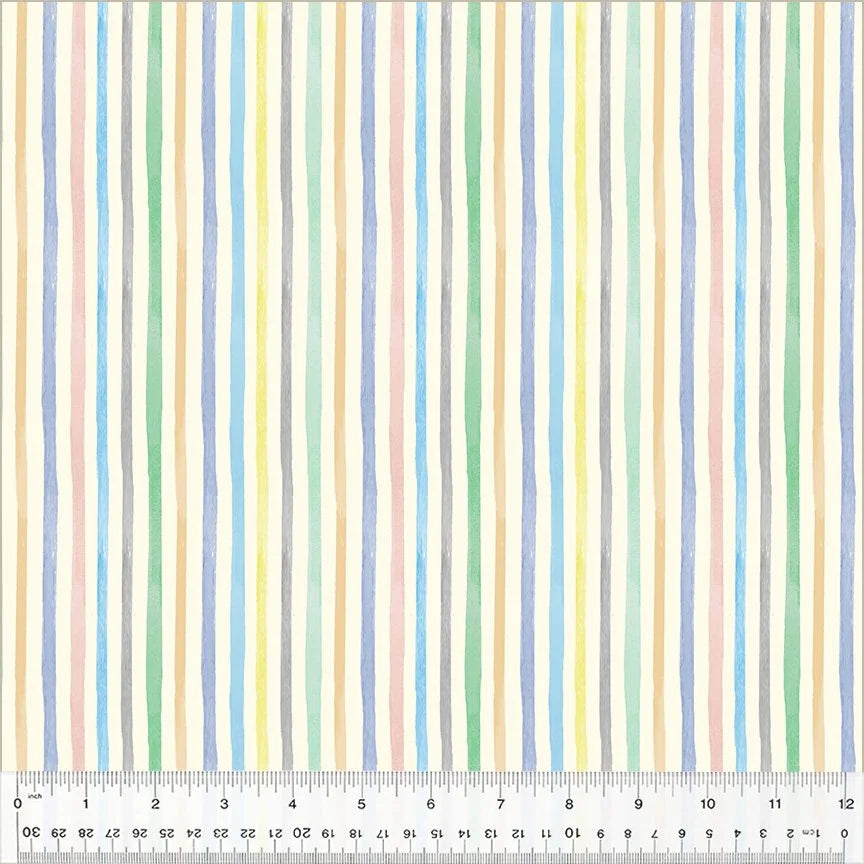 Count On Me quilting fabric 53901-1 in white and cream palette with ivory and blue accents