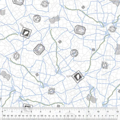 Illinois Shop Hop 2025 quilting fabric 54676-4 in white and ivory palette