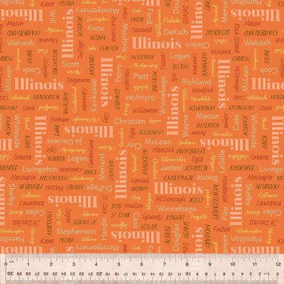Illinois Shop Hop 2025 quilting fabric 54677-7 in orange palette