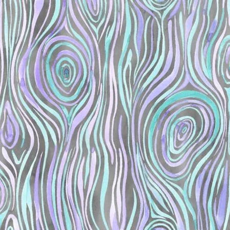 Mystic Nature Ii quilting fabric 596504 Blue in aqua and blue palette with gray and ivory accents
