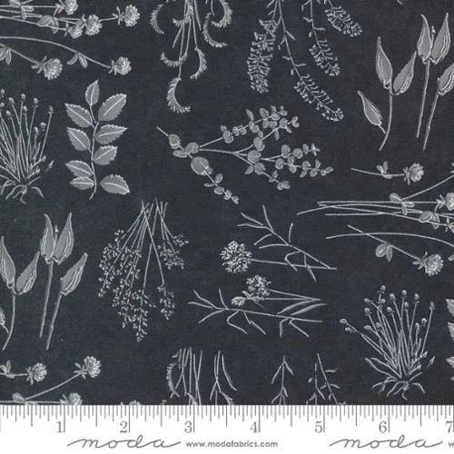 Silhouettes quilting fabric 6930 15 in navy and gray palette with charcoal accents