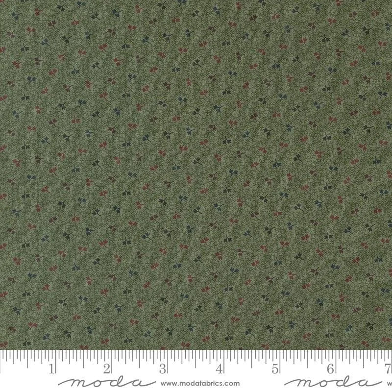 Chickadee Landing quilting fabric 9747 15 in forest green and yellow palette with brown accents