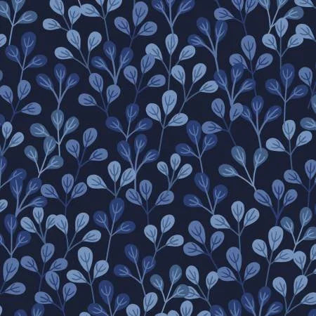 Shinrin Yoku quilting fabric A642 2 in navy and blue palette