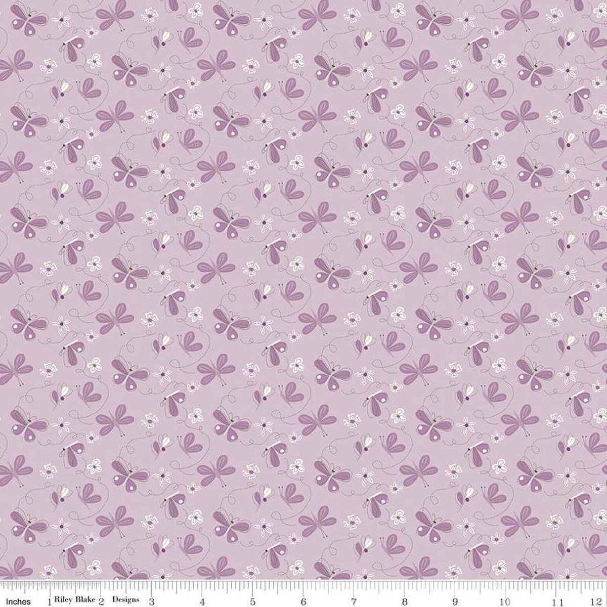 Hello Spring quilting fabric C12961 Lilac in ivory and pink palette with mauve accents