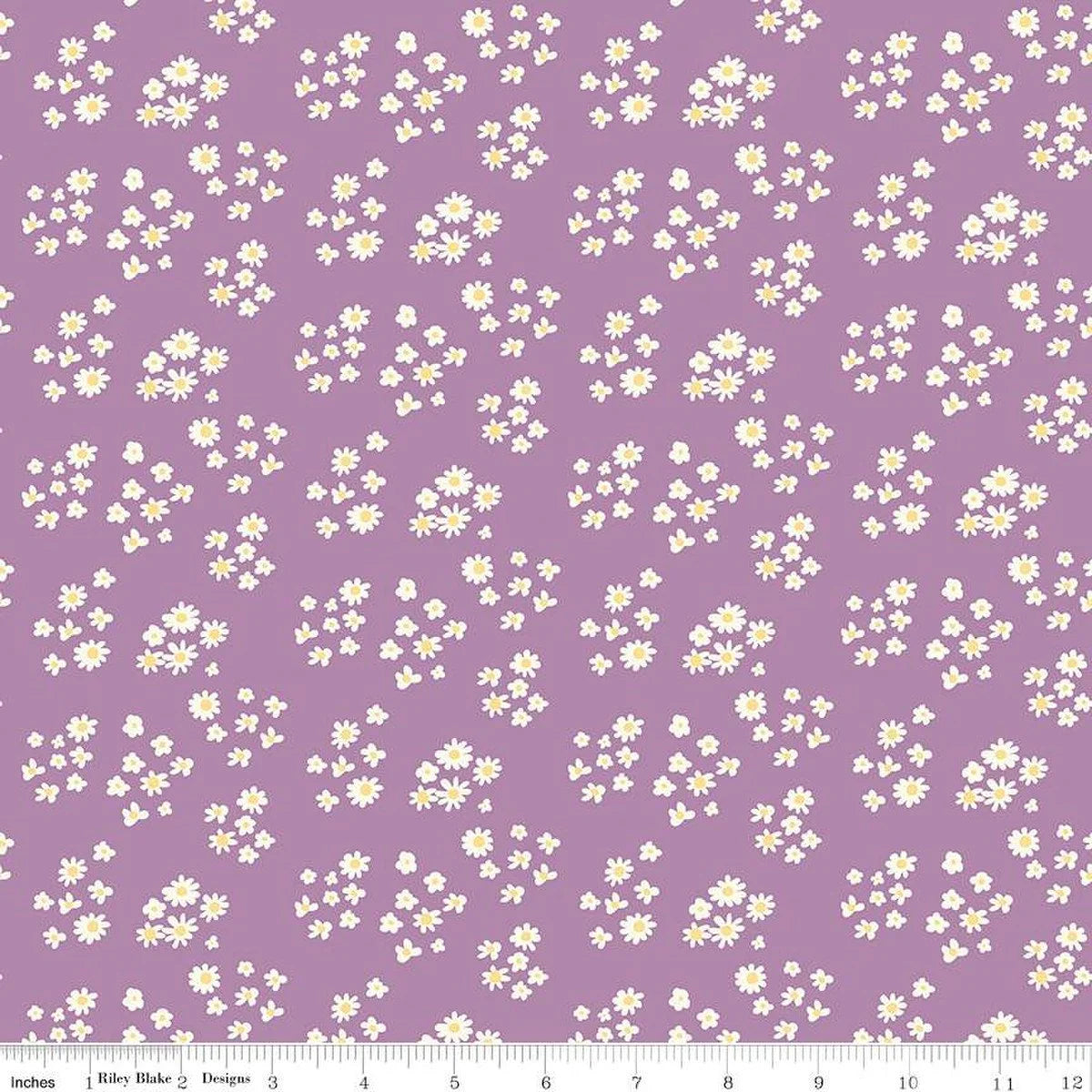 Hello Spring quilting fabric C12962 Lavendar in mauve and pink palette with ivory accents