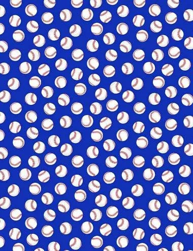 Sports quilting fabric CD8891 in blue and white palette with ivory and pink accents