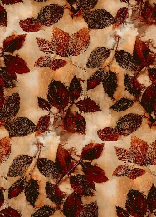 Katrinka quilting fabric PWKA005.Mahogany in rust and gold palette with burgundy and orange accents