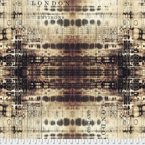 Tim Holtz quilting fabric PWTH127.Neutral in gold and rust palette with cream and tan accents