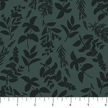 Green World quilting fabric RC90888-68 in aqua and black palette
