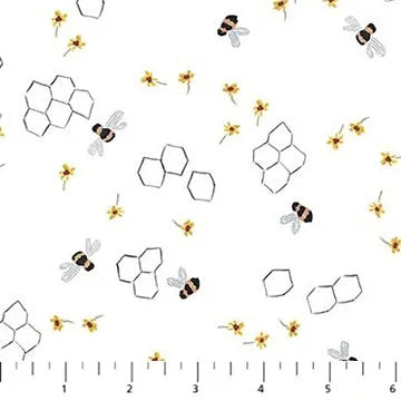 Green World quilting fabric RC90889-10 in white and ivory palette